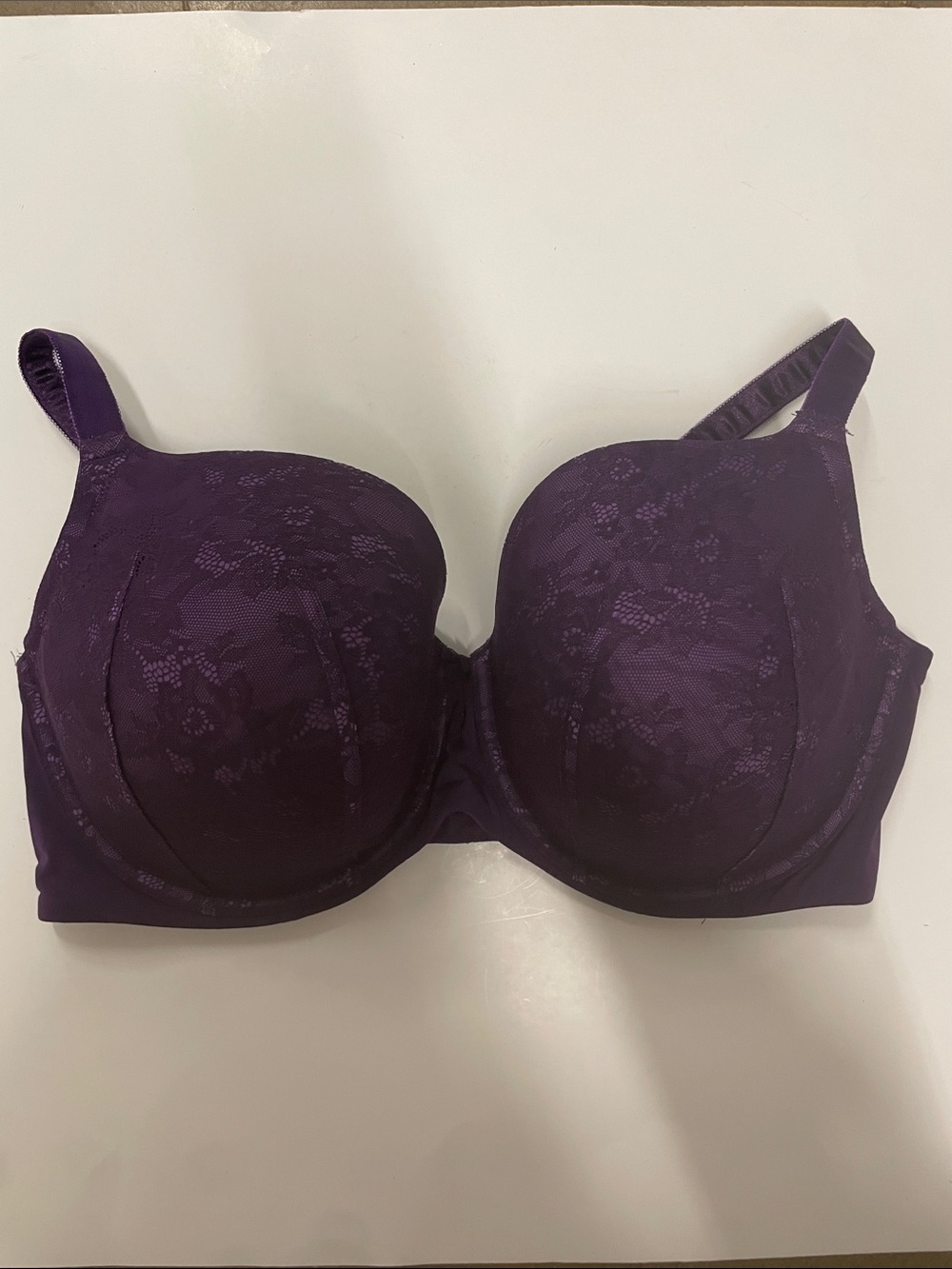NWOT Torrid 40DDD Deep Purple Lace Sexy T-Shirt Bra Plus Size Adjustable Straps
